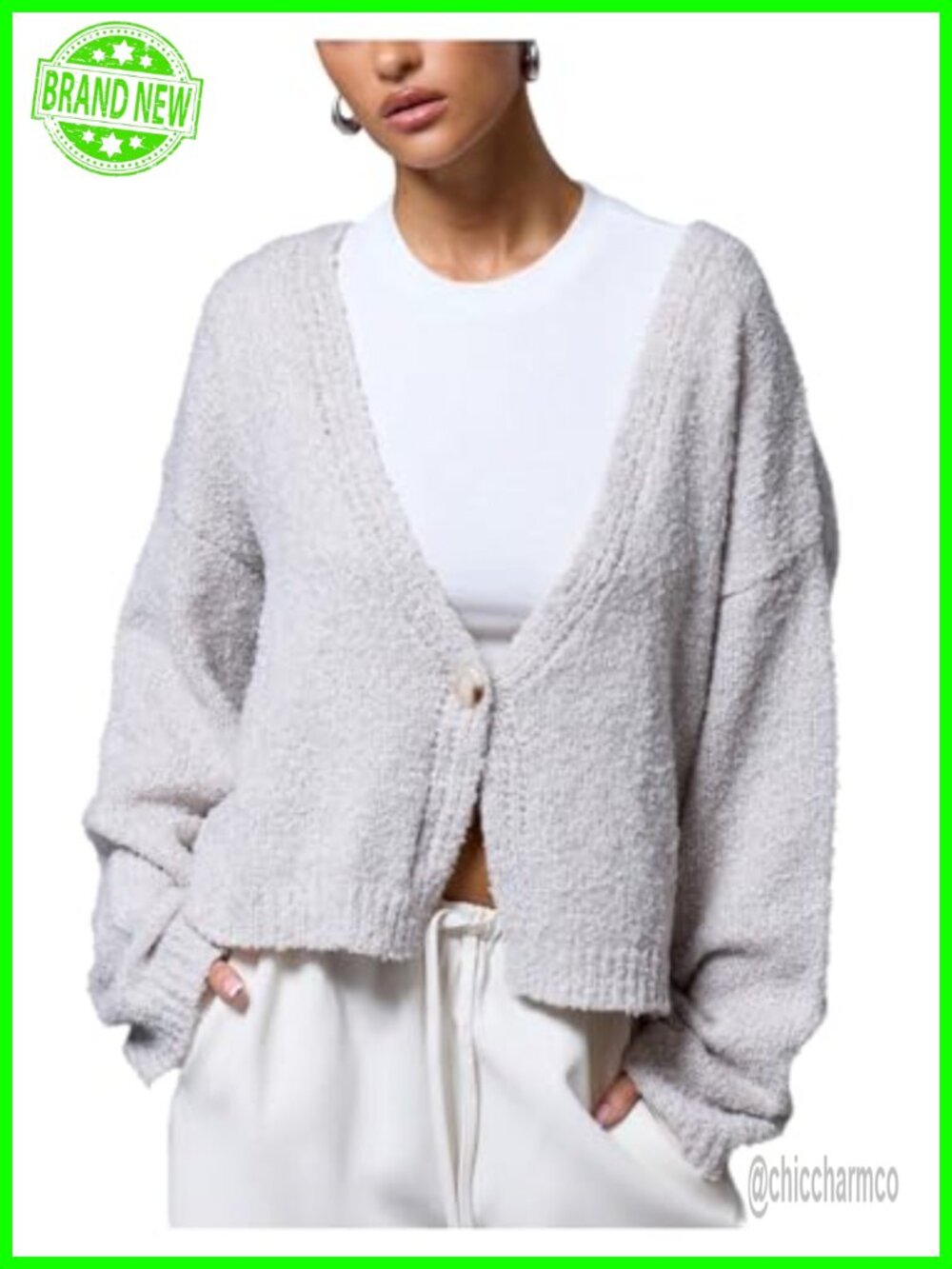 Open Front V Neck Fuzzy Oversized Cardigan Sweater